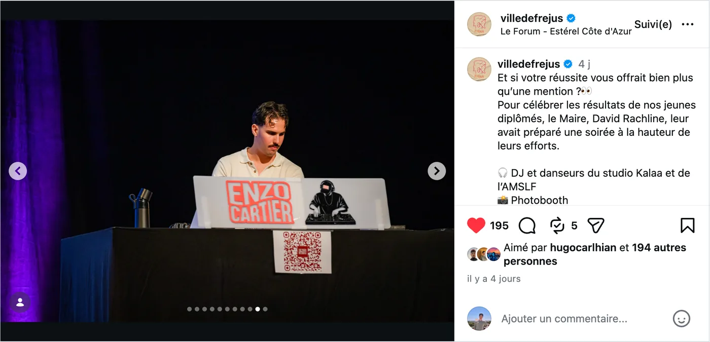 Ville de Fréjus · publication Instagram
