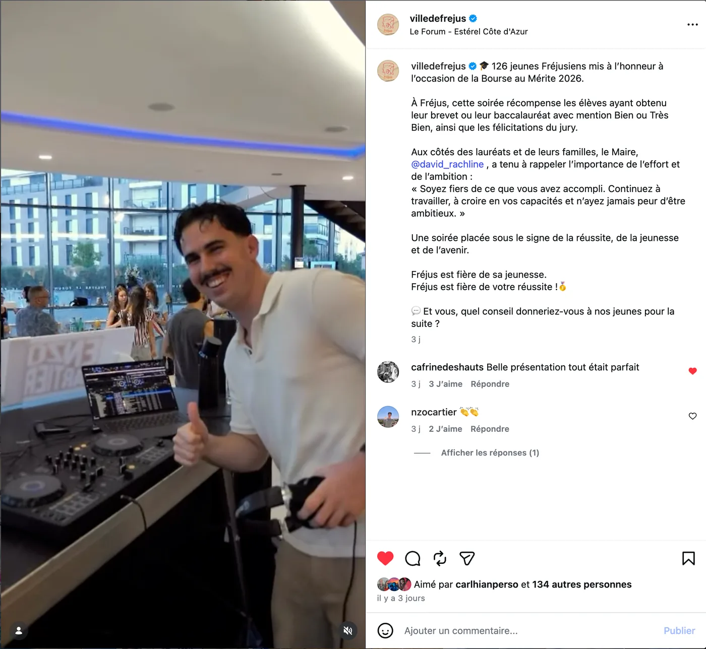 Reel Instagram de la Ville de Fréjus